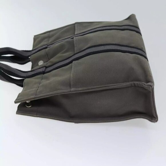 HERMES Fourre Tout MM Hand Bag Canvas Black Gray - Picture 14 of 16